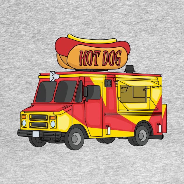Hot dog food truck cartoon illustration by Cartoons of fun